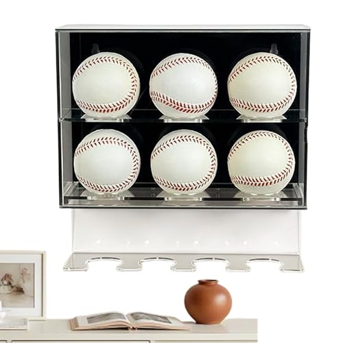 Boîte de présentation pour baseball murale anti-poussière avec support stable - 2