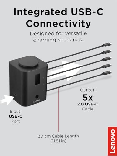 Image of Lenovo Smart Charger, Designed for Chromebooks, Charge 5 laptops at Once and Monitor Their Battery Levels, Integrated 30cm USB-C Cables