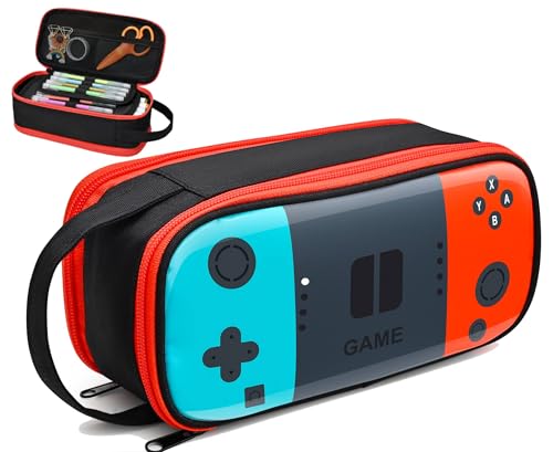 Beaulyn Gamer Pencil Case for Boys - Large Pencil Pouch with Zipper Compartment, Portable Gaming Pen Bag Pencil Box Organizer for School Boy Kids