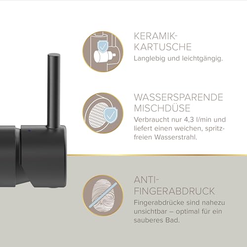 Robinet de lavabo Moana Lenz graphite avec bec pivotant 360 - 7