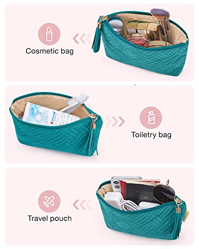 Image of BAGSMART Makeup Bag Travel Cosmetic Bag, Double-layer,Pink, Ⅸ-Teal-1pcs, Small, Elegant