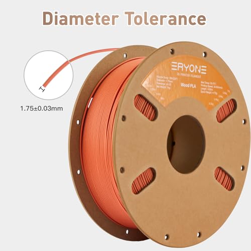 Image of ERYONE Wood PLA Filament 3D Printer PLA Filament 1.75mm + /- 0.03mm, PLA Filament 1KG Cardboard Spool(2.2LBS), Terracotta Wood