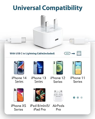 iPhone Charger Fast Charge, 20W Fast iPhone Charger Plug and Cable 2M [Apple MFi Certified], i Phone Charger Cable and USB C Fast Charger Plug Power Adapter for iPhone 14 13 12 11 Pro Max/Mini/XS/SE/8 - Image 6