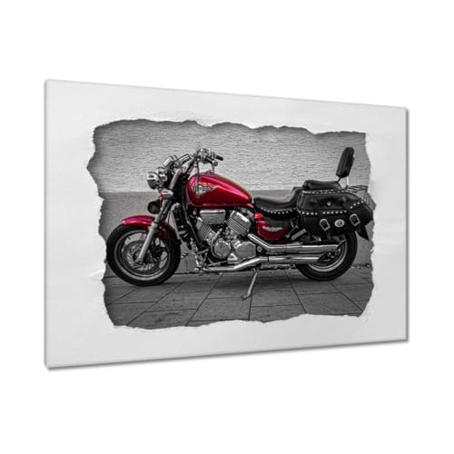 Toile Cherry Classic Chopper 120 x 80 cm : peinture imprimée déco murale moto