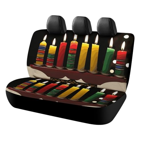 Housses de siège arrière de voiture universelles antidérapantes et durables Kwanzaa bougies