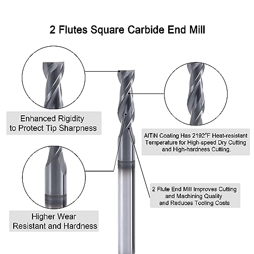 Image of ISB 1 /2'' Carbide Square End Mill, 2 Flute Micro Grain Carbide Mill Bits for Hardened Steels /Alloy Steels /Aluminum, 1 Piece