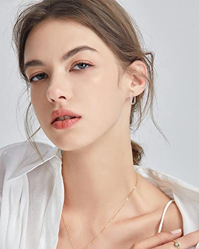 Orecchini a Cerchio Piccoli Rettangolo per Donna