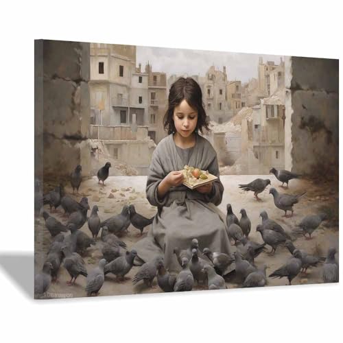 Toile Affiche Nourrissage Oiseaux Cadre 40x60cm pour Salon Chic