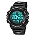 Montre Enfant Garçon Adolescent Digitale Outdoor Sport Multifonction Étanche LED Lumière Alarme Calendrier Date avec Bande de Silicone Noir