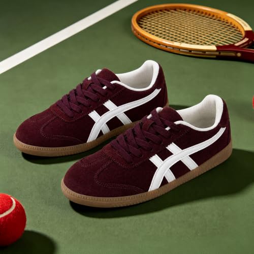 Image of Tigeridea Casual Sneakers for Women Lightweight Lace Up Tennis Shoes | Non-slip Lace Up Fashion Sneaker, Round Toe Retro Walking Shoes, 2026 Trendy Comfortable Trainers