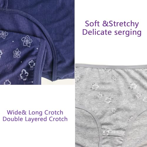 Image of Women's Plus Size Cotton Underwear Panties Mid Waisted Briefs 7-Pack XL-6XL Point Print Ladies Panties