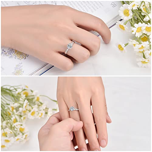Moissanite Engagement Ring for Women White Gold Plated Sterling Silver Promise Ring Wedding Band Fake Faux Wedding Ring Diamond Honeycomb Ring4