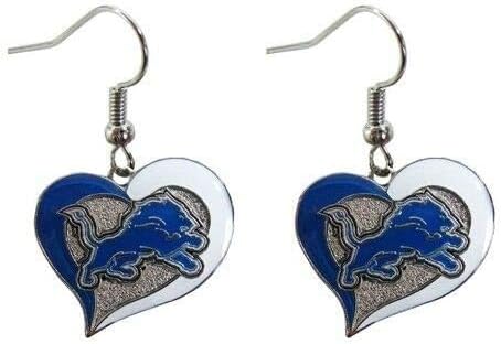 Aminco NFL Detroit Lions Swirl Heart Earrings, 2.5 - Image 2