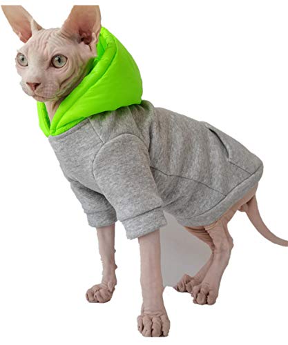 ZHIHAN Sphinx Katzenkleidung Plus Fleece Warmer Pullover Kapuzenjacke, grau, XL Cover