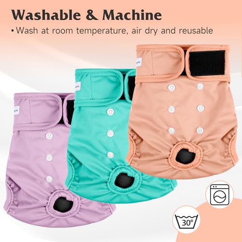 Image of Reusable Female Dog Diaper, Highly Absorbent Doggie Diapers for Dogs, Dog Diapers Female Large, Blue & Pink