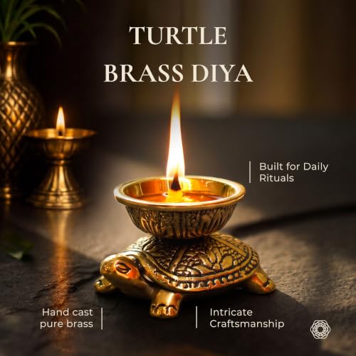 Image of BEHOMA Handcrafted 100% Pure Brass Turtle Diya for Pooja & Home Temple