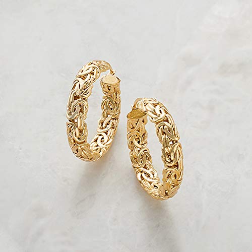 Ross-Simons 18kt Gold Over Sterling Medium Byzantine Hoop Earrings3