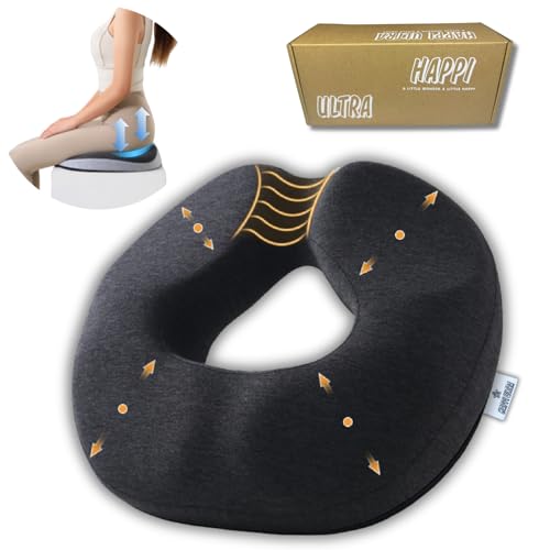 低反発 円座クッション 椅子 座布団 クッショングッズ 3D設計 滑り止め付き 洗えるカバー オフィス用 ギフト対応【2025年新スタイル人気】（黒）