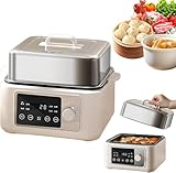 Cuiseur vapeur électrique – 8/12/16 L 1350 W – Cuiseur vapeur à légumes avec écran tactile – Minuterie 24 h, 8 fonctions de menu – Isolation double mode – Cuiseur vapeur multifonction intelligent en