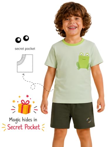 Image of Pilolo Kids Soft Cotton Lycra Pocket T-Shirt for Boys - (Combo Pack of 2)