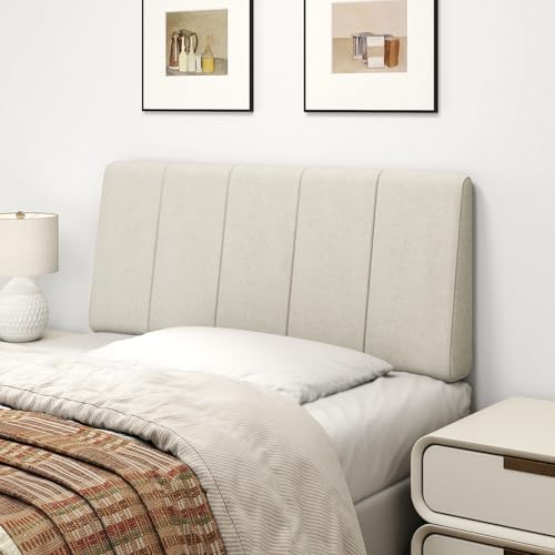 Liiwepo Twin Size Headboard Only-No Assembly Upholstered Headboard Twin Size Linen Fabric Modern Style Headboards Extra-Thick Beige