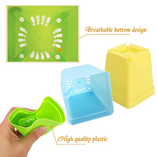 Cshangzei 24 Pack 3 Inch Plastic Plant Pots,Seedling Nursery Pots With Saucers,Succulent Flower Planter Container For Garden,Room,Office,Balcony Decor,Multicolor thumb #4