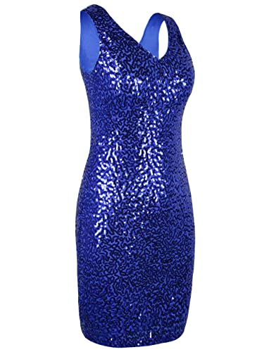 Image of PrettyGuide Women's Sequin Cocktail Dress V Neck Bodycon Glitter Party Dress