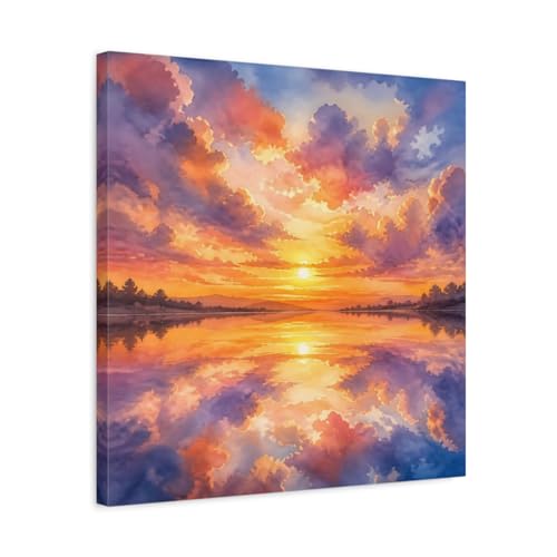 Toile murale nature sunset lake pour illuminer un salon sombre