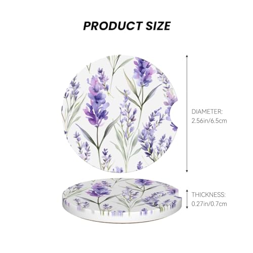 Posavasos para Auto de Cerámica, Floral Morado, 2 Pzas miniatura 7