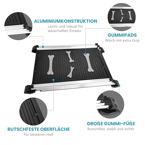 Ultiness® Teleskop-Hunderampe Auto-Hunderampe Hundeautorampe Auto-Kofferraumrampe für Haustiere, Autos, LKWs und SUVs Anti-Rutsch und klappbar Aus leichtem Aluminium Einstiegshilfe Kofferraum