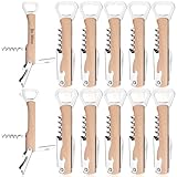 12 Pcs Wooden Wine Bottle Opener Groomsmen Wedding Party Gift 4 in 1 Wine Bachelor Corkscrew with Foil Cutter Blank DIY Engraving Be Mine Wood Can Opener for Wedding Pearls and Prosecco Party Favors