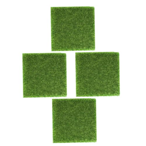 Abaodam 4個 人工芝マット 耐久プラスチック製 カット可能 ミニチュア芝生 模型用サンドテーブル背景 ガーデン装飾 工作向け