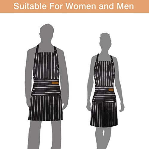 OWill Adjustable Apron Unisex Apron with Pocket Cooking Kitchen Accessories Chef Aprons for Women Men Home Kitchen Butchers BBQ Restaurant (Black Strips) - Image 6