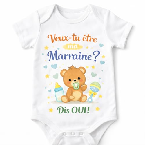 Body bébé personnalisé demande parrain ou marraine – Veux-tu être mon/ma… Dis OUI – Annonce grossesse originale – Manches courtes ou longues...