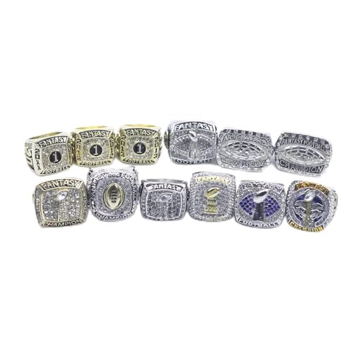 Kuseli 2011-2022 Fantasy Football Championship Ring MVP Trophy Prize for Fans Mens' Souvenir Gift (11,Without Box)