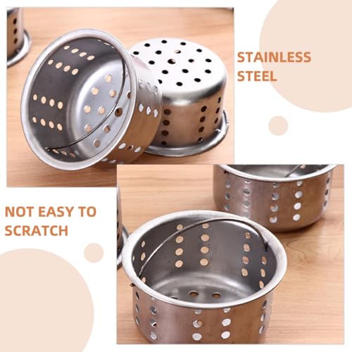 2 piezas coladores para desagüe de cocina con asa plata miniatura 3