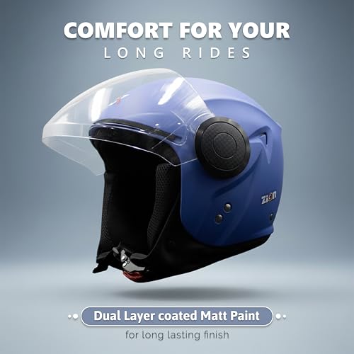 Image of Cortex ISI & DOT Certified Zion Half Face Helmet for Men & Women with Scratch Resistant Polycarbonate Visor, Hard ABS Shell Helmet | Clear Visor, Lightweight