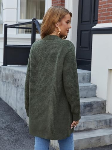 Image of Snuggle Sac Cardigan Sweaters for Women with Pocket Trendy Casual Long Sleeve Tops Open Front Fall Winter Coats