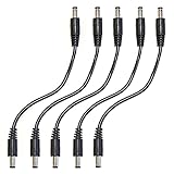 5 Pack DC 12 Volt 9 Volt and More Power Adapter Male to Male 6 Inch Patch Cable 2.1mm x 5.5mm
