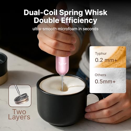Image of InstaWhisk Milk Frother with Variable Speed, Rechargeable Coffee Frother Wand with Detachable Double Whisk, Handheld Electric Stirrer for Latte, Cappuccino, Matcha, Almond Milk, Protein, Pink