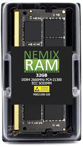 NEMIX RAM 32GB (1X32GB) DDR4 2666MHZ PC4-21300 2Rx8 1.2V CL19 260-PIN ECC SODIMM Compatible with Samsung M474A4G43MB1-CTD ECC Unbuffered Memory