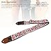 Embroidery Guitar Strap with Head Cowhide Leather Ends for Acoustic Electric and Bass Guitar (White)
