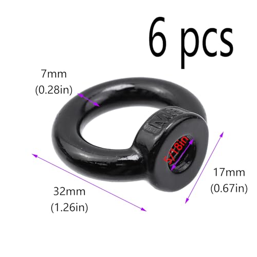 Image of Lifting Eye Nut Stainless Steel 304,6PCS 5 /16 inch UNC(M8) Heavy Duty Marine Grade, Hardware Ring Shaped Eye Bolt-Black