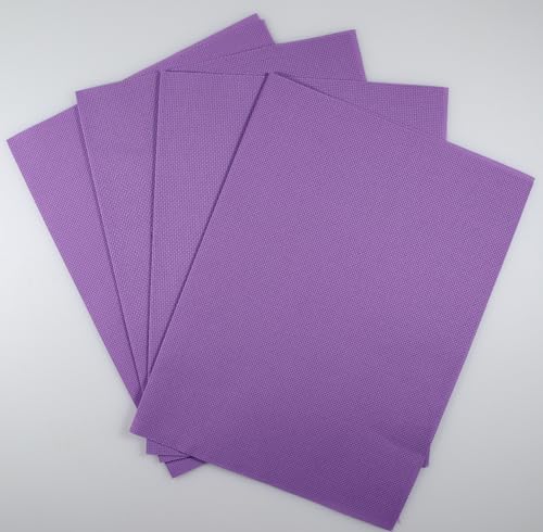 Image of KCS 4 /6 pc of 12 inch x 18 inch 30cmx45cm 16CT Counted Cotton Aida Cloth Cross Stitch Fabric (Lavender, 4 pc)