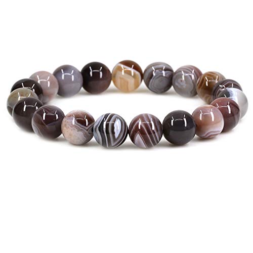 Natural A Grade Botswana Agate Genuine Semi-Precious Gemstones Healing 10mm Beaded Stretch Bracelet 7