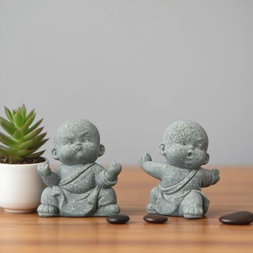 Estatuas de Buda en Piedra arenisca, Conjunto 4 Piezas miniatura 6