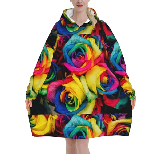 Sweat à capuche couverture flanelle roses multicolores cadeau idéal
