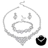 ♥ BRAUTSCHMUCK-SETS ♥ Dieses Hochzeitsschmuck-Set umfasst eine glänzende Halskette, Ohrringe und Armband.Wenn Sie zu einer Party oder einem Bankett ausgehen, ist dieser Schmuck das perfekte Accessoire. Er bietet ein erstaunliches Design und passt zu jedem formellen oder zufälligen Ensemble.