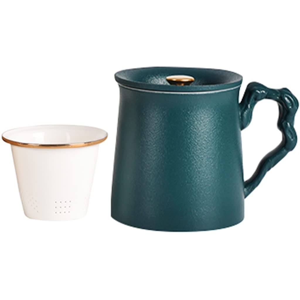 MTFBQ Tasses à Thé en Céramique Réutilisables avec Cafetière Et Couvercle, Tasses à Thé avec Poignées Intéressantes, Tasses à Thé 3 Pièces, Tasses à Thé De Bureau, Cadeaux pour Les Amateurs De Thé