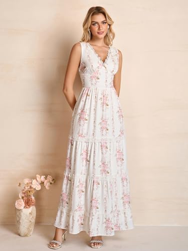 Kutumai Summer Lace Floral Corset Maxi Wedding Guest Tea Party Dress #TOP24